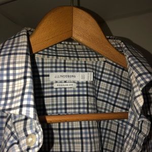 J. Lindeberg patterned button up long sleeve blue